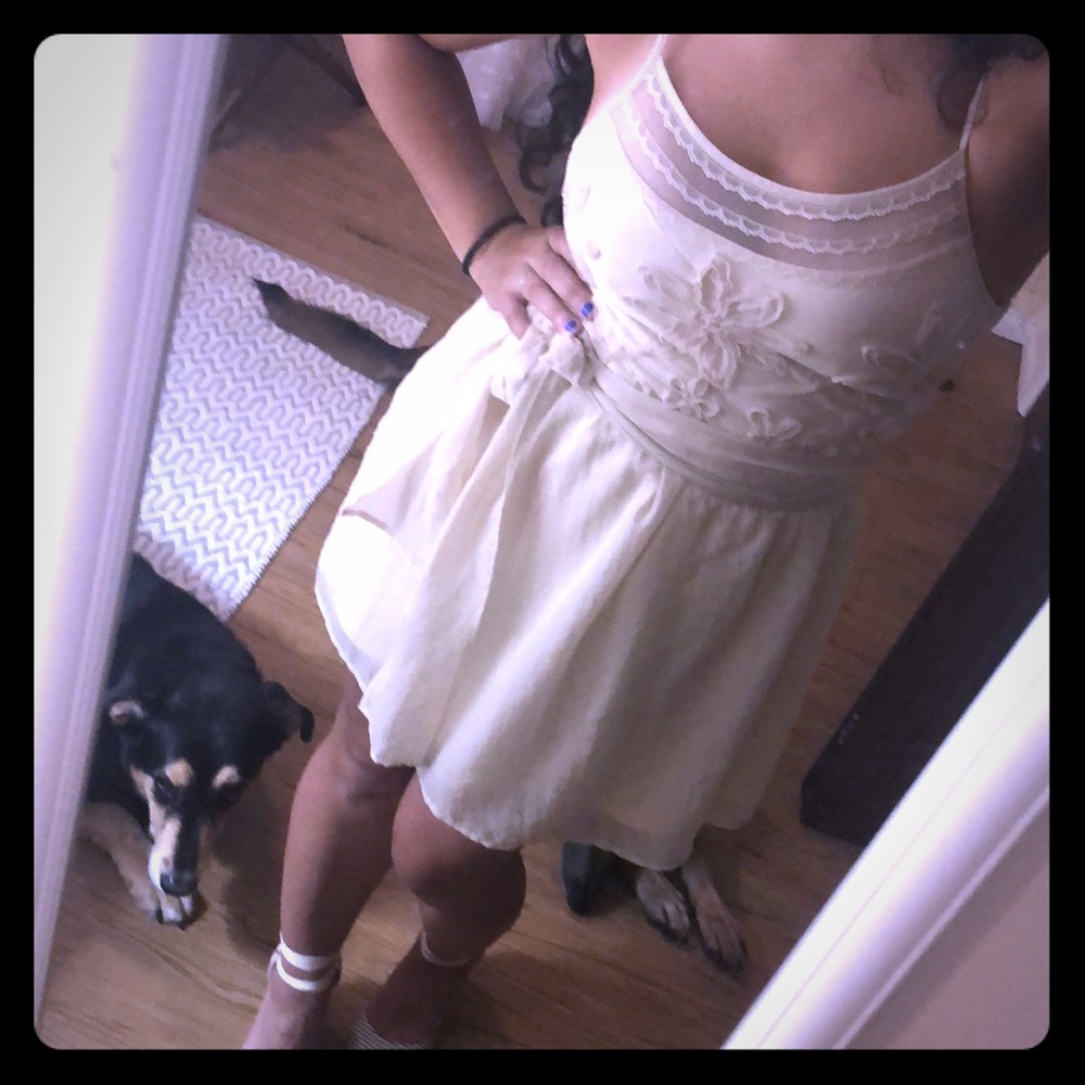 Cream floral dress with sash from Wet seal.